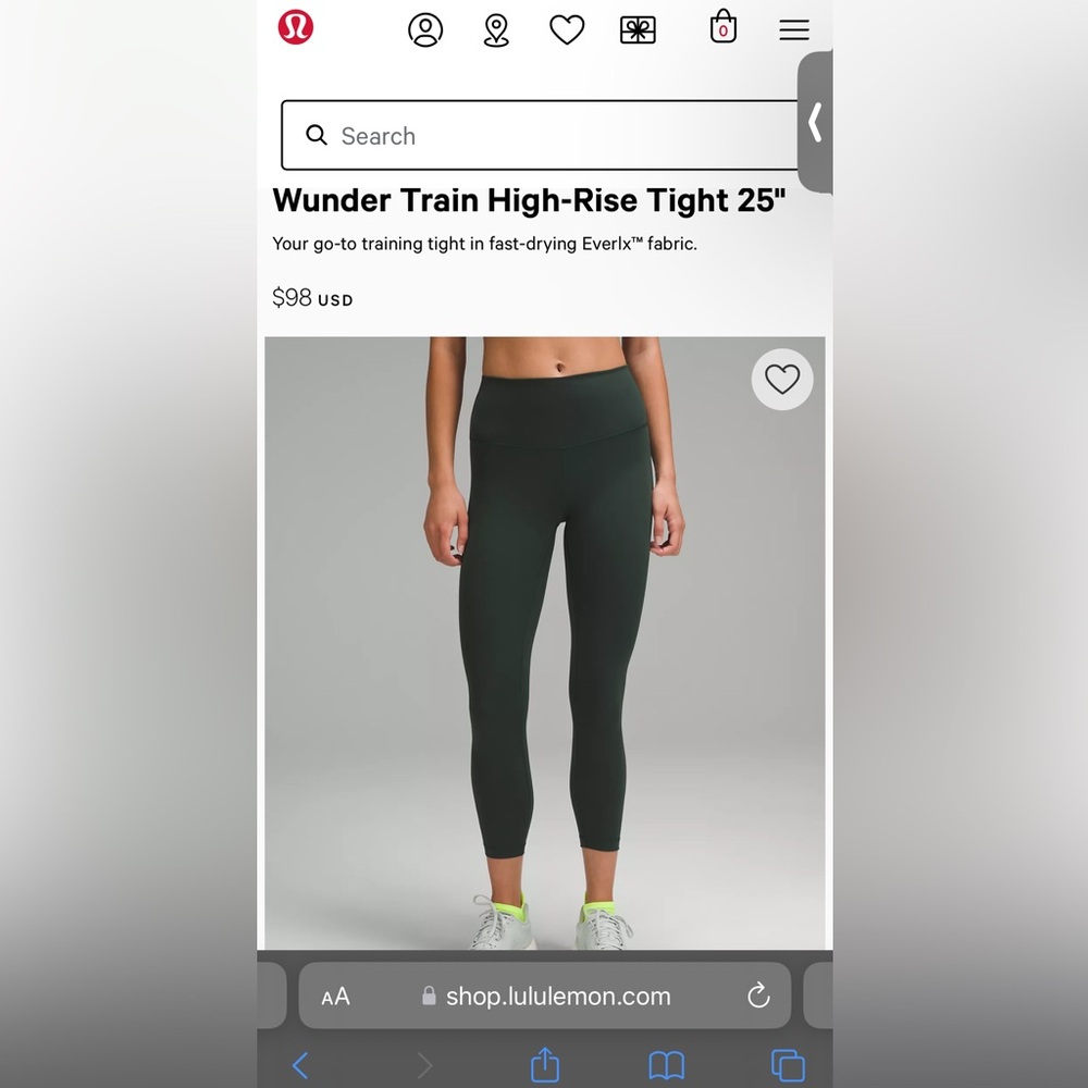 Lululemon Wunder train Legacy Green 25”